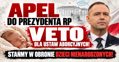 APEL DO PREZYDENTA RP KAROLA NAWROCKIEGO O VETO DLA USTAW ABORCYJNYCH!